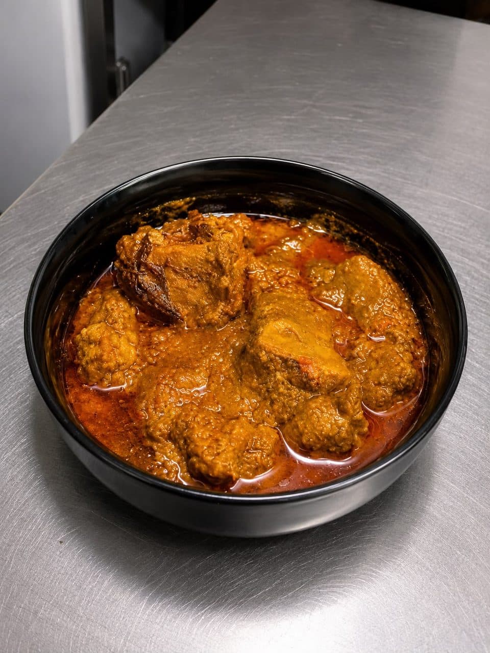 Sauce mijotée à la viande, servie dans un bol noir